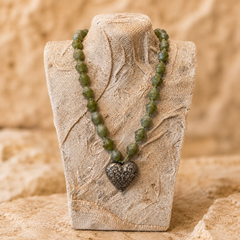 Artisan Hand-Blown Glass Bead Heart Necklace