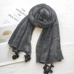 Cotton/Linen Blend Tassel Scarf