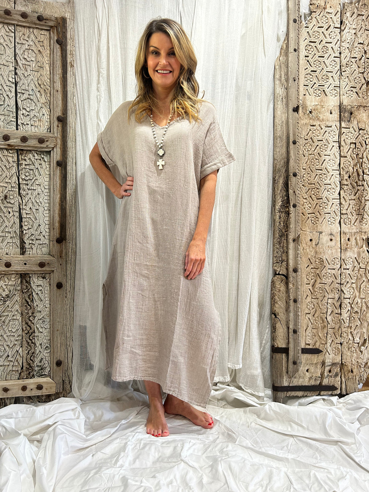 chic linen dress Summer Midi Dress in Purple, Sleeveless Linen Dress with Pockets, Light Linen Dress for Women, Linen Summer Dress, Minimalist Linen Clothes, 2XL / main image 1