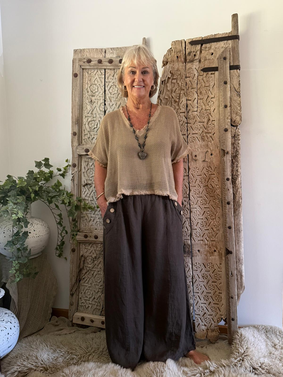 Aria Linen Button Pants