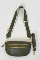 Khaki/White Crossbody Bag
