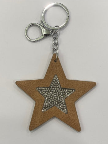 Key Rings - Tan Leather Star