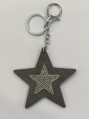 Key Rings - Grey  Leather Star